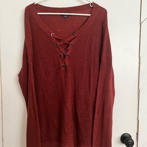 American eagle rust colored fake lace up sweatshirt